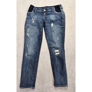Gap Maternity Jeans 4 / 27 Skinny  Distressed Best Girlfriend Ankle‎ Inset Panel